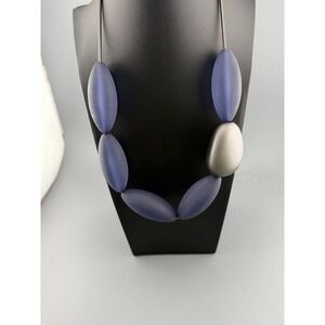 Vintage PONO Necklace Italian Resin Blue Statement by Joan Goodman Italy 21"